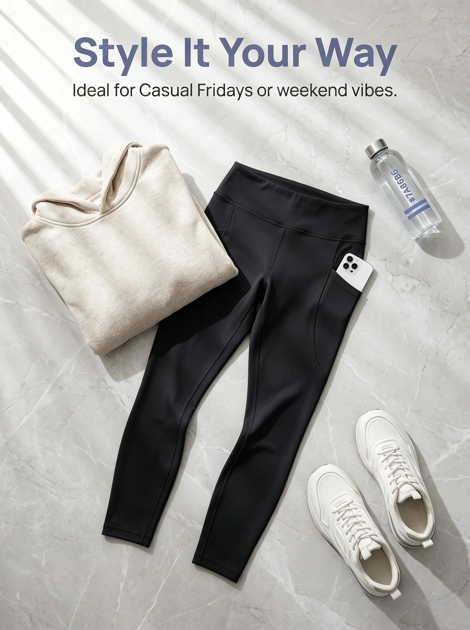 Plus-Size-Leggings mit Fleecefutter und Taschen für Damen, hochtaillierte, warme Thermo-Winterhose für Yoga, Workout und Laufen. – Detail 3