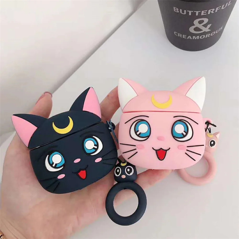 Cartoon Luna Cat Earphone Accessories Cover For Apple AirPods 1 2 3 Pro 2 Cases Cute Anime Wireless Bluetooth Headset Protective