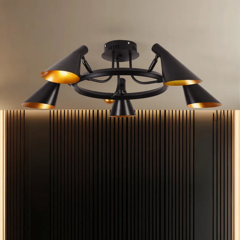 

Вращающаяся люстра из кованого железа в скандинавском стиле для гостиной, столовой, спальни, кабинета, барной стойки, отеля, художественный дизайн, светильники