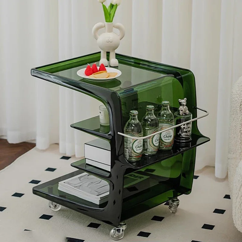 Acrylic Corner Coffee Table Transparent Plastic Kitchen Hardcover Side Table Irregular Sofa Tray Arredamento Room Accessories