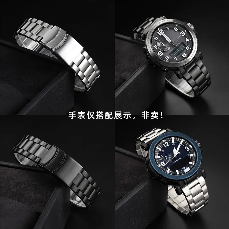 For Casio PROTREK Series Watch Chain PRW-60YT PRW-70/50/30 PRW-6900Y stainless steel strap 23mm Black silver Bracelet