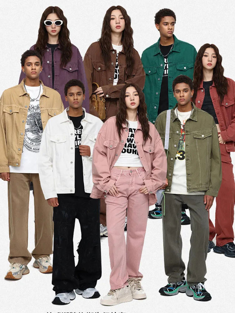 

Spring Autumn Unisex Jacket Oversized Denim Jacket For Men and Women BF Style Cotton 100%