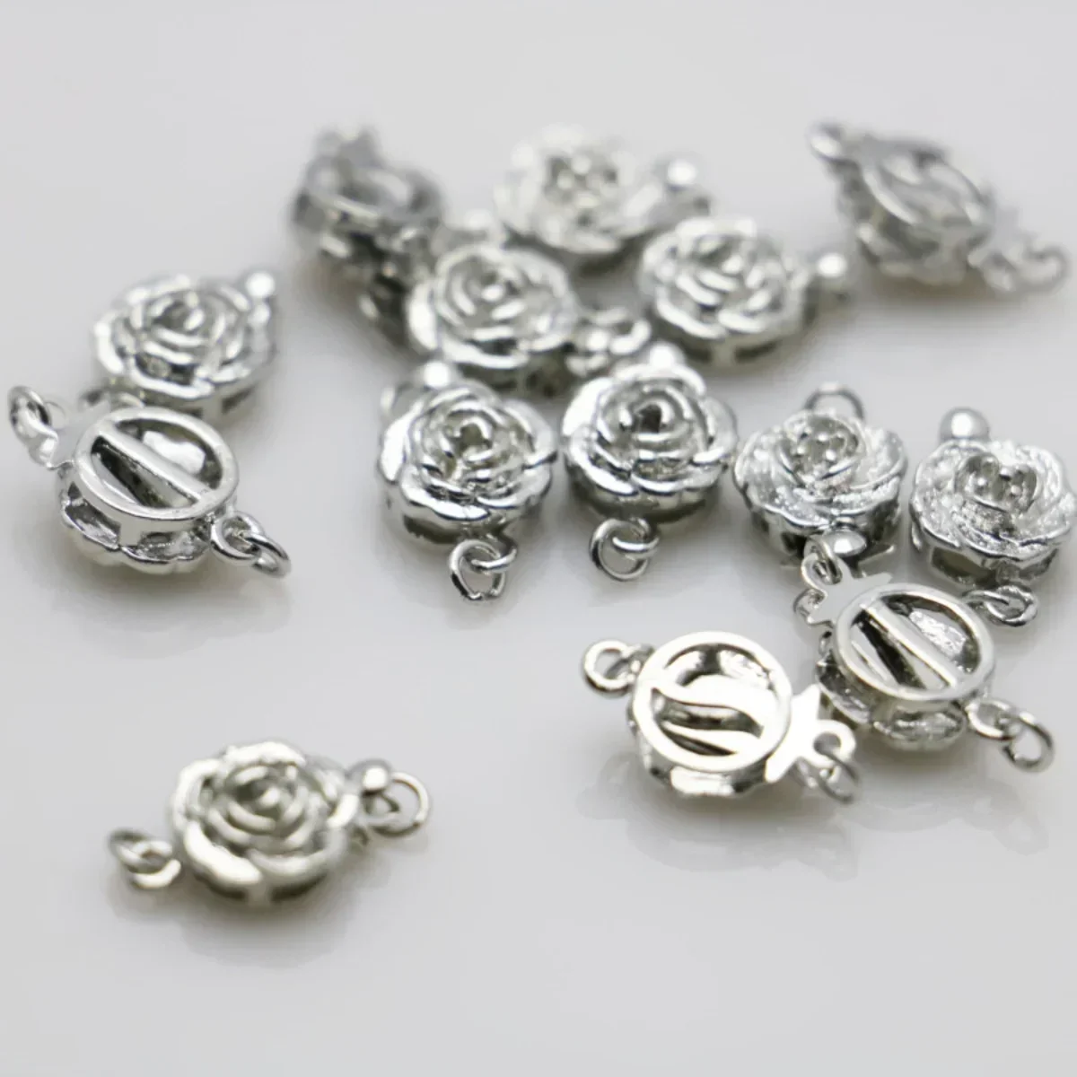 

5PCS Snap Silver-plate Rose Clasp Button Metal DIY Fittings for Accessory for Necklace Bracelet Jewelry Machining Metal Parts