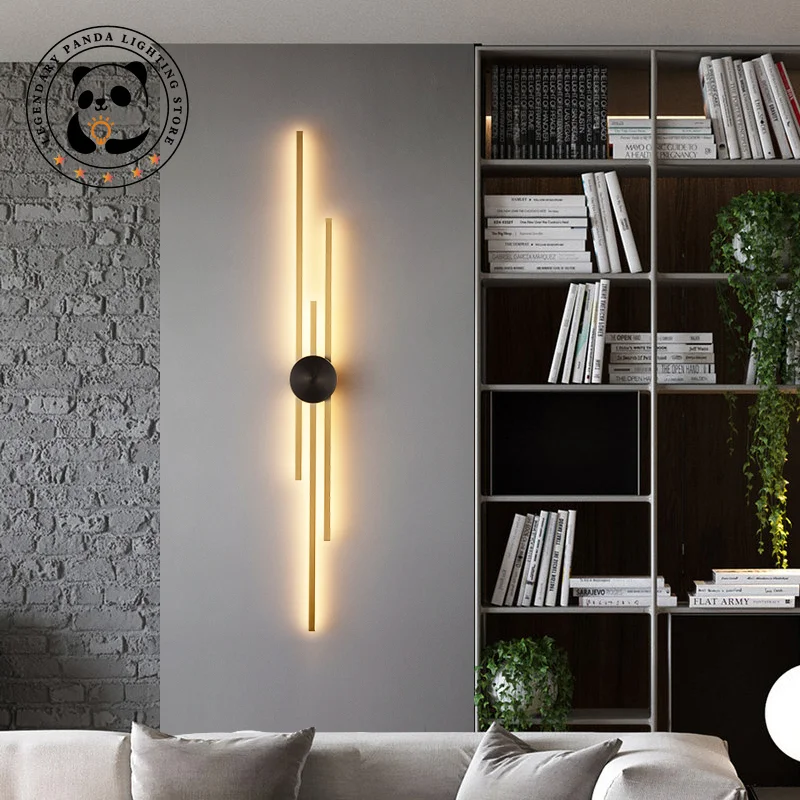 

Nordic Long Wall Lamp LED Living Room Dining Room Loft Wall Mounted Sconce Decoration Bedroom Bedside Light Staircase Fixtures