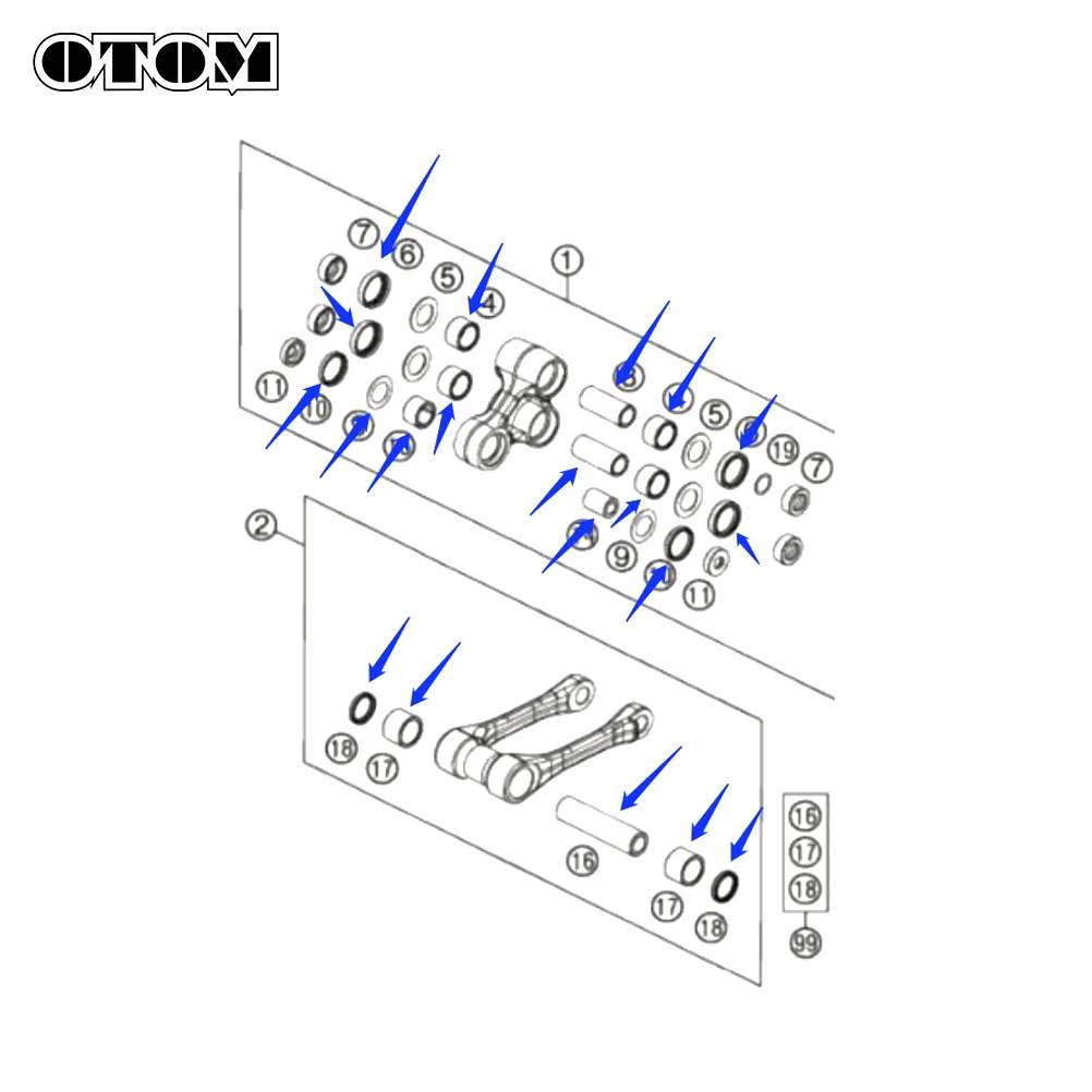 OTOM Motorcycle Triangle Lever Linkage ARM Maintenance Kit Bearing Rear Shock Swing Oil Seal Bushing For KTM SXF FC 250 350 450
