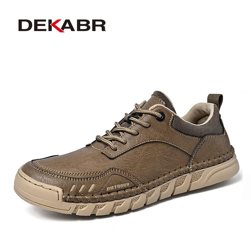 DEKABR Men Cow Leather Shoes 2025 Handmade Leisure Classical Breathable Comfortable Men's Anti-Skid Cushioning Shoes Size 38-46