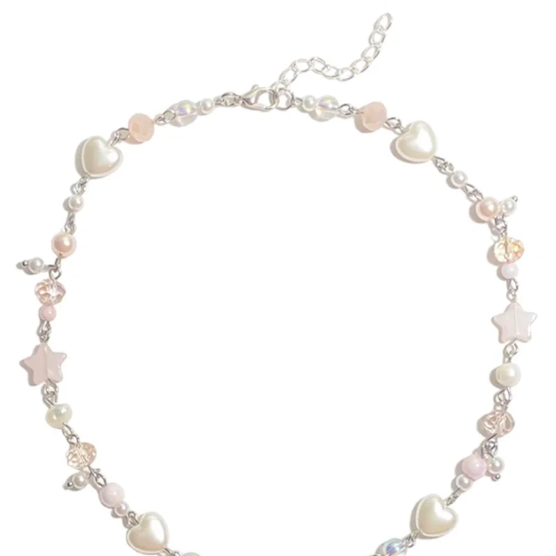 Pearl beaded ribbon necklace Y2K Fairy Core Jewelry