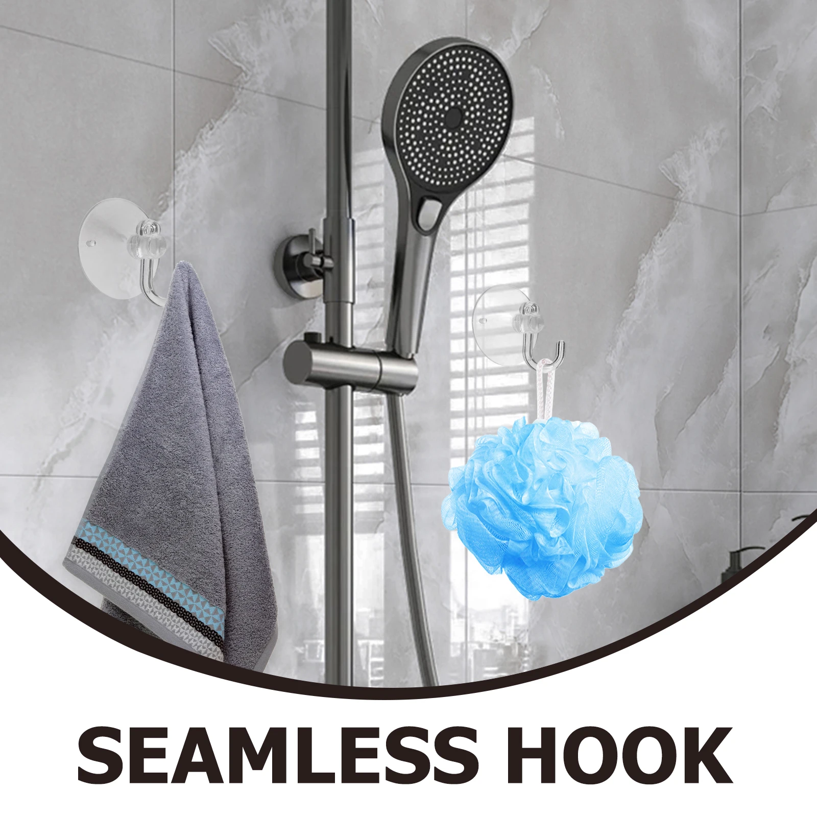 

50pcs Cup Hooks Heavy Duty Clear Wall Hangers for Bathroom Kitchen Shower Towels Bathrobes Aprons No Screws Glue Reusable PVC