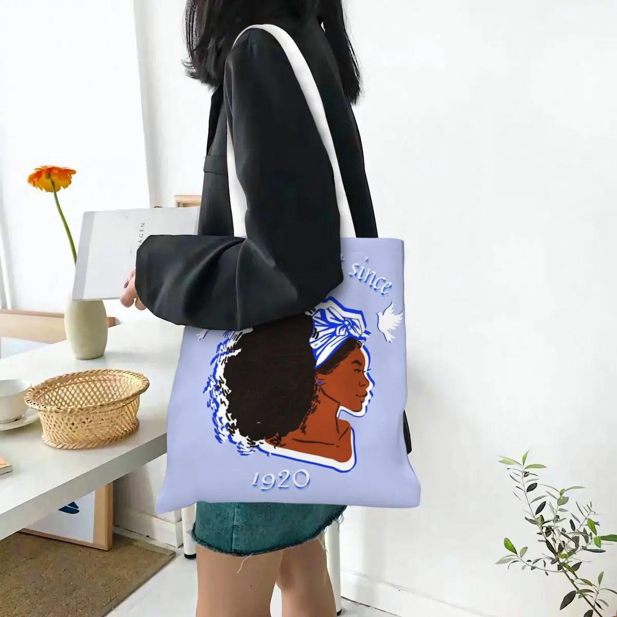 Sorority Zeta Phi Beta bleiben elegante Canvas Tote Handtasche Umhängetaschen wieder verwendbare Einkaufstaschen für Unisex