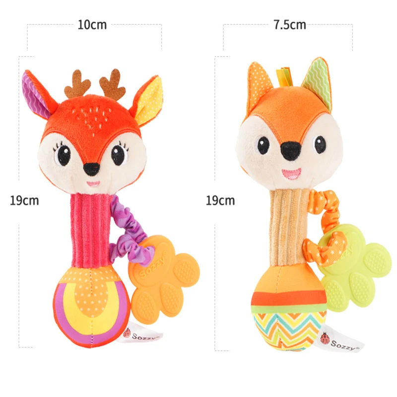 Handheld Tooth Glue Stick Plush Toy for Babies 0-1 Year Old Soothing Bed Bell Puzzle Shaking Bell Infant Developmental Toy