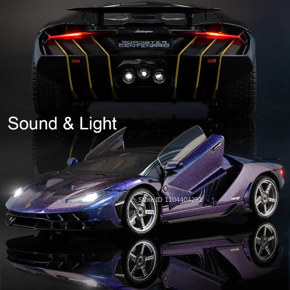Lambor LP770 Pagani Huayra, coches de aleación fundidos a presión, modelos de juguetes, sonido, luz, puertas Bsck, coche deportivo abierto, los mejores regalos para niños, 1:18