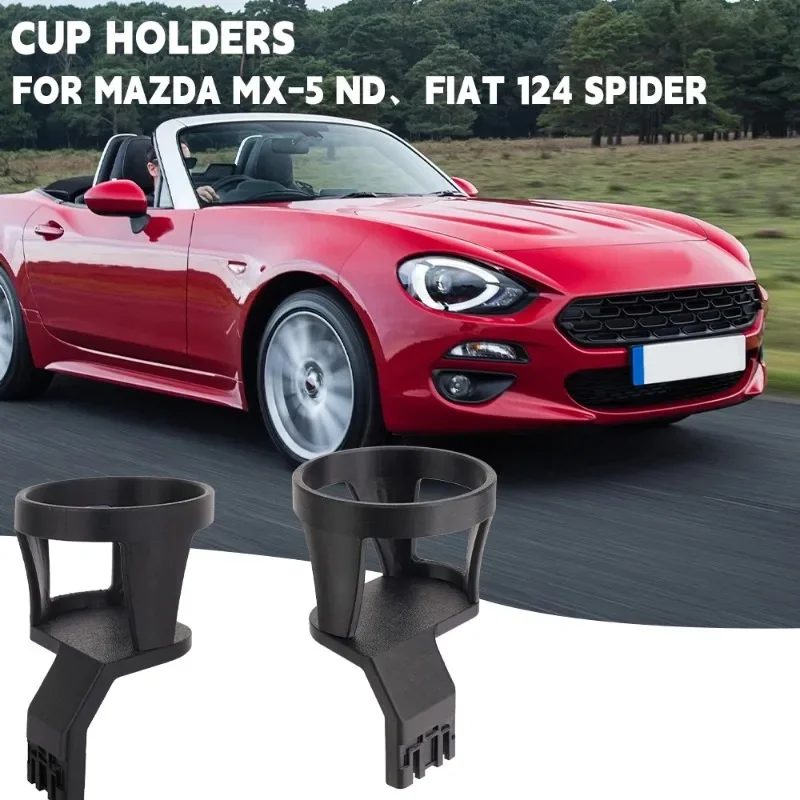 Black Coffee Cup Holder Set Cup Holders With Adhesive Tape For Mazda MX-5 Miata ND Fiat 124 Spider
