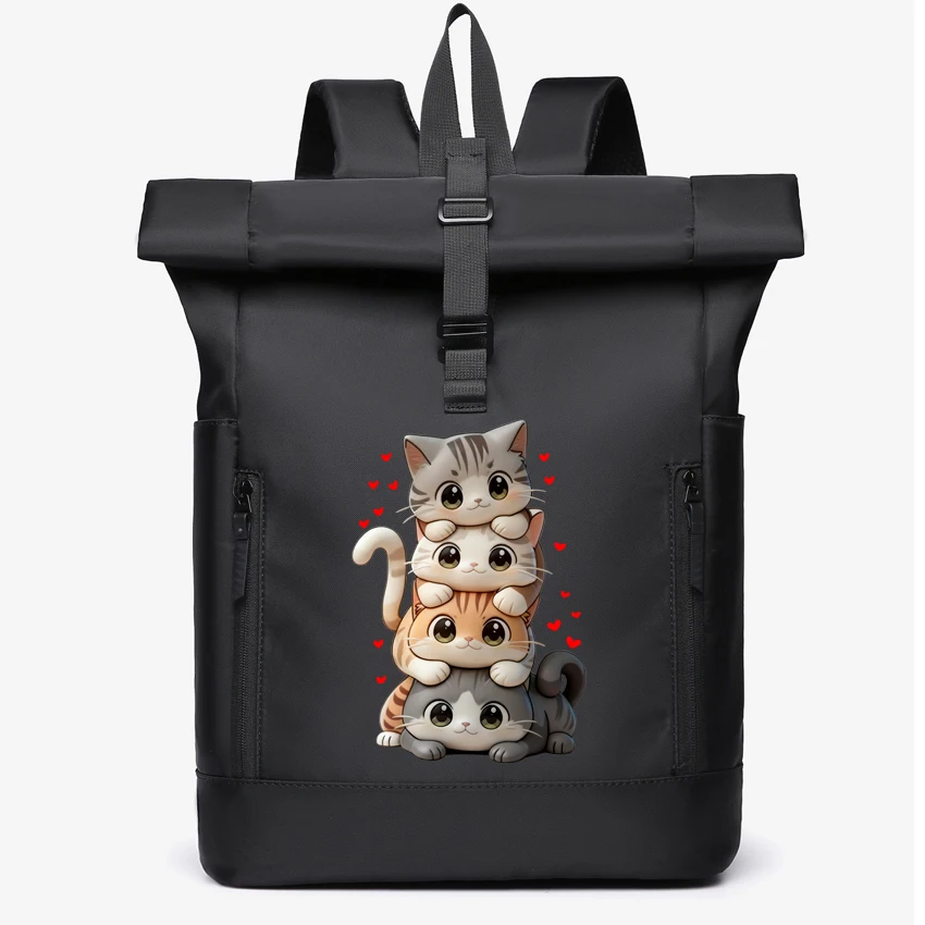 

Cute Cartoon Cat Printed custom logo waterproof computer backpack work travel student backpack women's Men's Couple Backpack