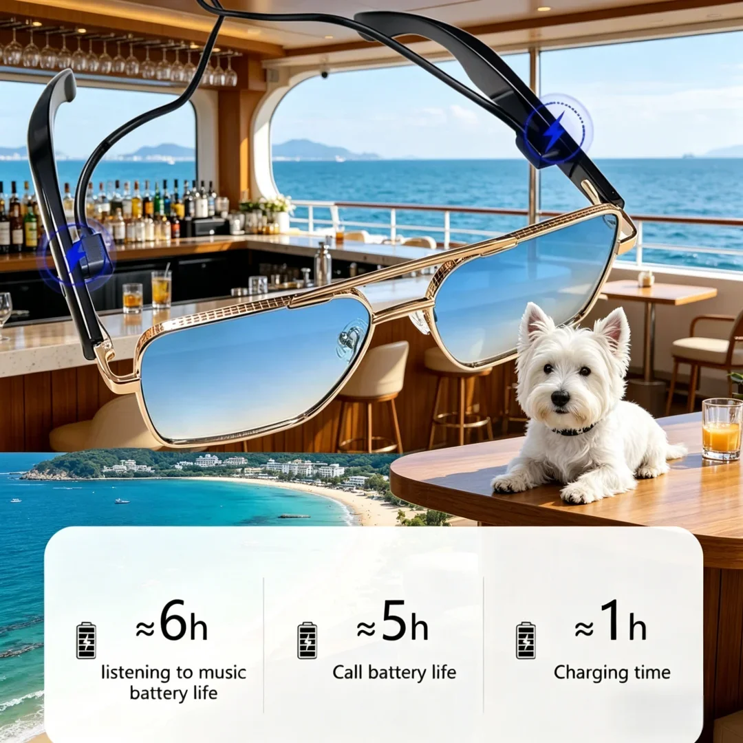

Luxe Avant-Garde AI Smart Glasses New Fashion Smart Glasses Earphone 2 In 1 Wireless Blue Tooth HD Call Remote Control