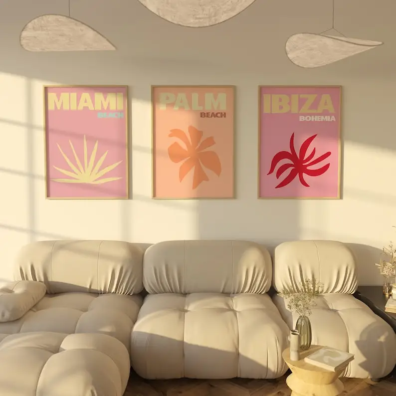 3 piezas de impresiones modernas de lienzo de Bohemia para viajes y playa, pósteres de arte de pared sin marco de lugares famosos para decoración de sala de estar y dormitorio