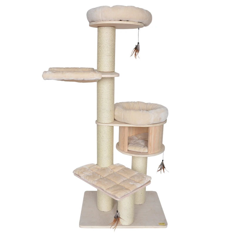 Wholesale sisal wood funny cat tower parts tree arbre a chat