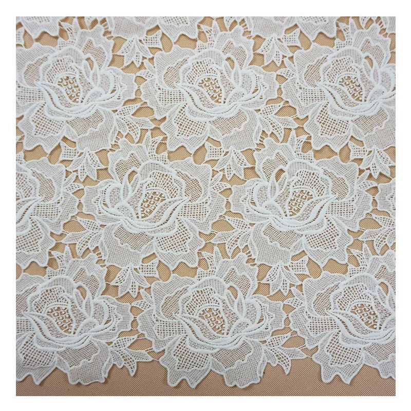 Off White DIY Sewing Needle Work Guipure French Lace Embroidery Cloth Wedding Bridal Dress Lace Fabric Designer Fabric 1 Yard