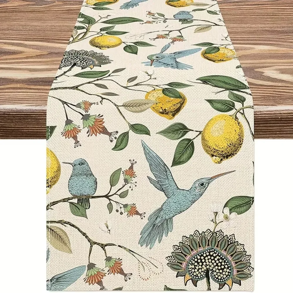 Linen Table Runner Orange Polka Dot Pumpkins Maple Leaves in Off White Fall Table Accent Parties