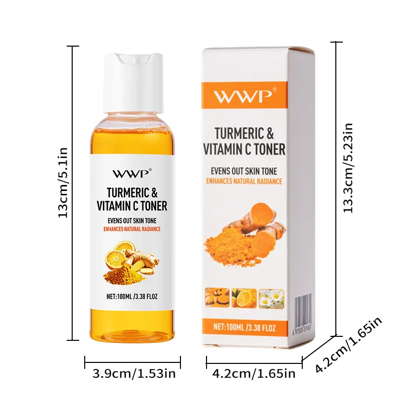 Toner au curcuma et à la vitamine C, antioxydant au curcuma, rafraîchissant et hydratant, éclaircit le teint, reconstitue l'eau et le raffermissement