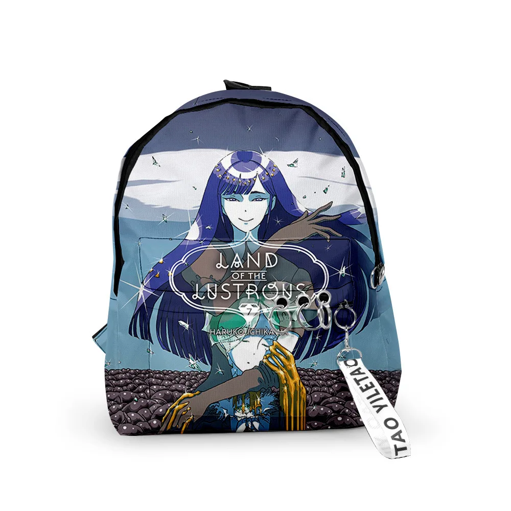 

Classic Land of the Lustrous Backpacks Boys/Girls pupil School Bags 3D Print Keychains Oxford Waterproof Cute Small Backpacks