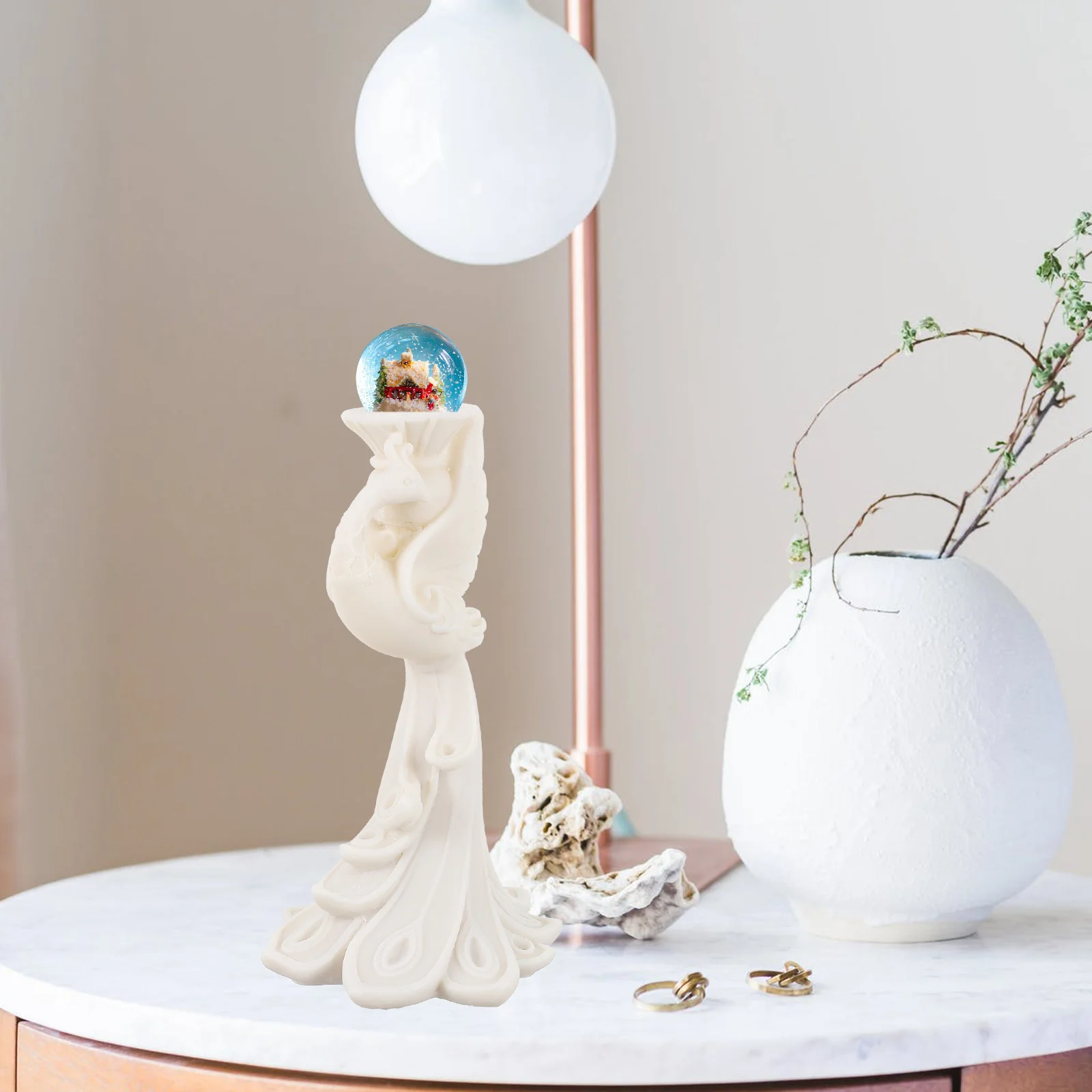 

Crystal Balls Resin Base Phoenix Stand Desktop Decoration Elegant Design for Bedroom Study Room Beauty Charm Resin Ornament