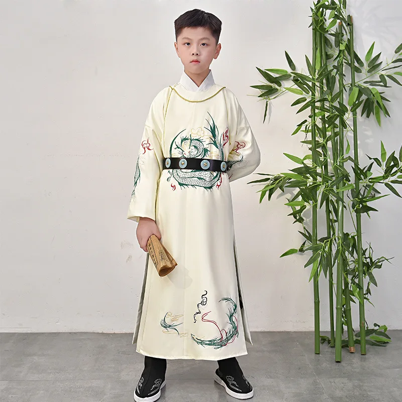 Boys Autumn New Chinese Style Ancient Dragon Hanfu Children Vintage Traditional Embroidery Clothes Role Play Costume Clothing