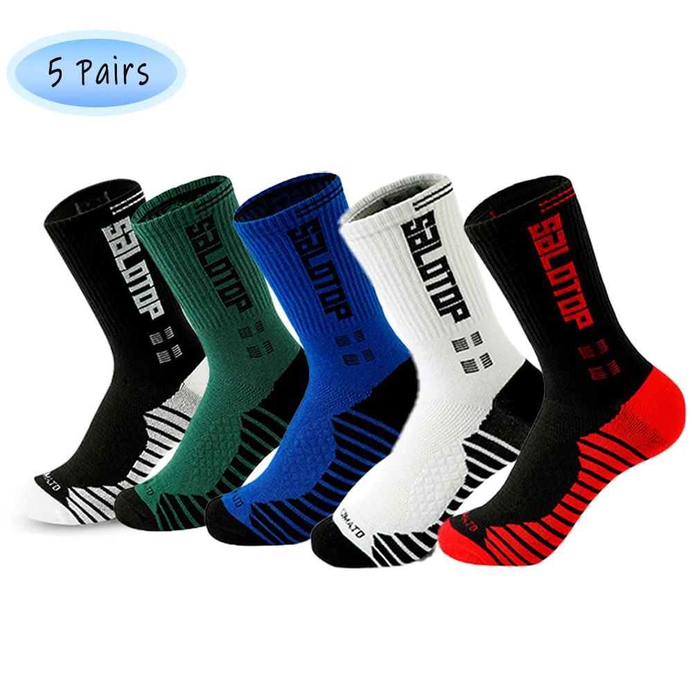 

Basketball Socks 5 Pairs， Soccer Hiking Ski Athletic Outdoor Thick Calf High Crew Socks ，Thickened Professional Sport Socks