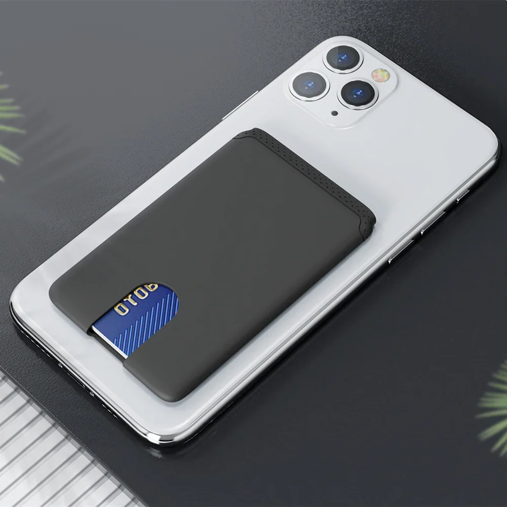 Bank Credit Card Holder Phone Sticker Adhesive Soft Silicone Slim Thin Mini Wallet Mobile Phone Cardholder Compatible for Iphone