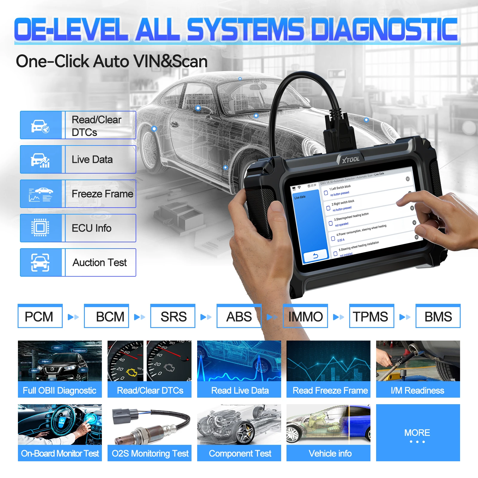 XTOOL InPlus IP500 For Buick/Chevrolet/Cadillac/GMC OBD2 Scanner Full Systems OBD2 Automotive Scanner Lifetime Free Update