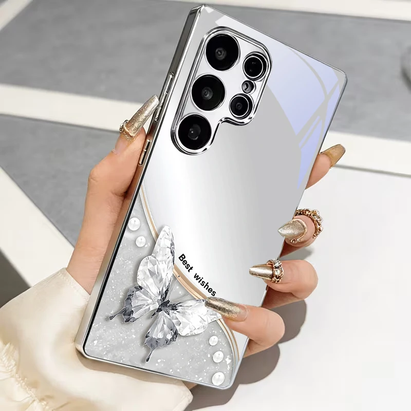 Frosted Diamond Grace Electroplated Silver Phone Case For Samsung A31 A51 A71 A12 A22 A32 A42 A52 A06 A16 A17 A37 A57 Back Cover