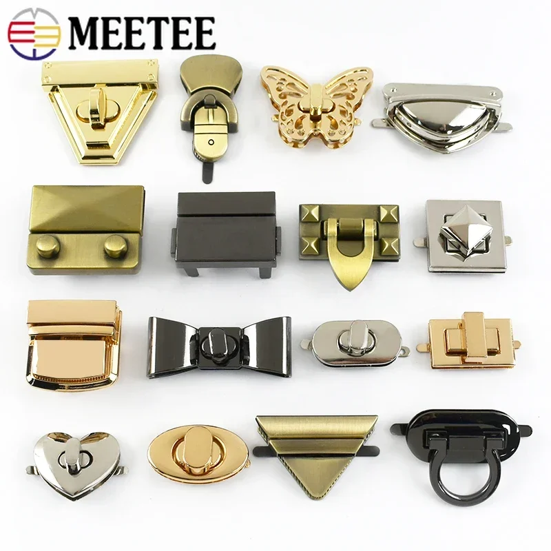 

Meetee 2Pcs Bag Twist Turn Lock Snap Metal Locks Buckle Handbag Decor Closure Clasp DIY Bags Replacement Hardware Accessories