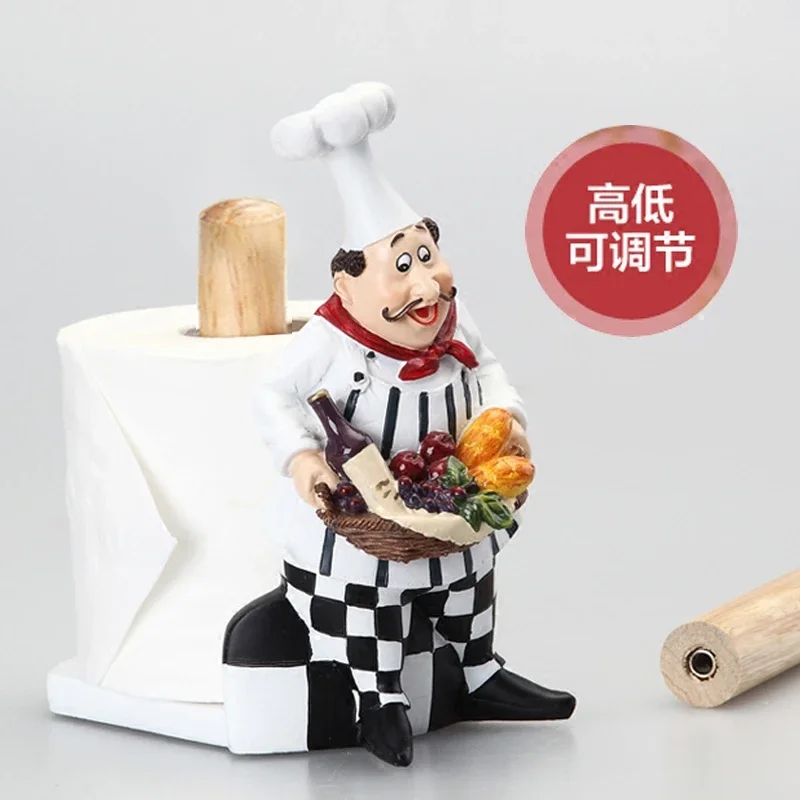 Creative Chef Statue Paper Towel Rack Long/short Dual-use Vertical Paper Towel Rack/kitchen Roll Paper Holder Household Goods