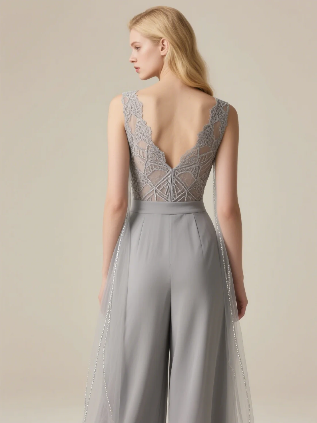 Elegant Jumpsuit Evening Prom Sequin Embellished Chiffon Sleeveless V Neck Floor Length Wedding Guest Dress 2025 free customized