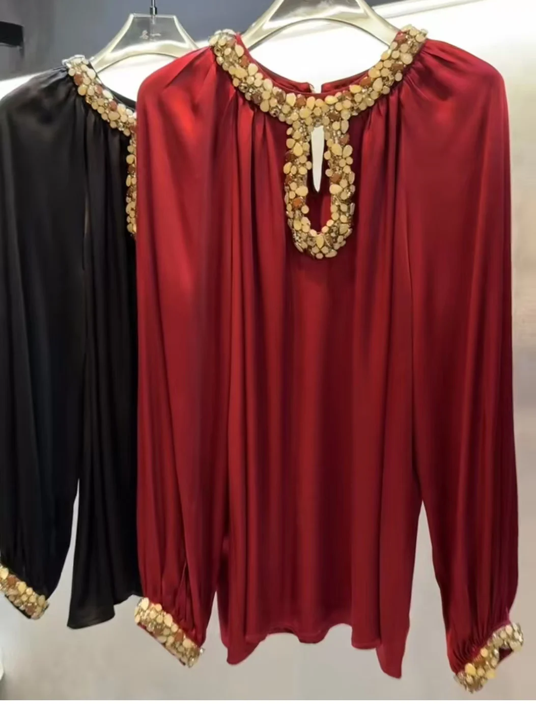 Francês sle redondo ne renda sve Thiened longo sve overhead oco para fora topo para mulheres jovens primavera 2026 ajuste solto