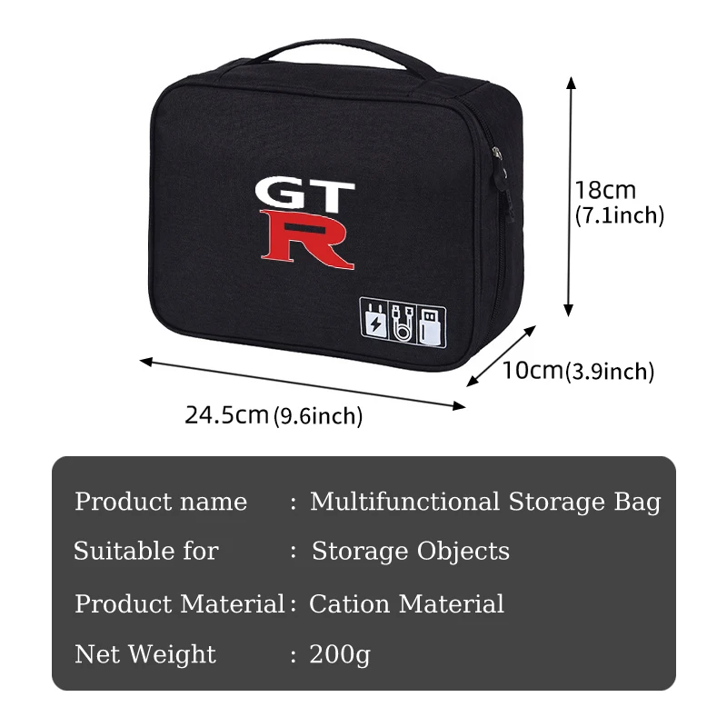 Cable Storage Bag Waterproof PortableTravel Cable Organizer For Nissan GTR C210 R30 GTS-R R33 R34 GT-R R35 Nismo