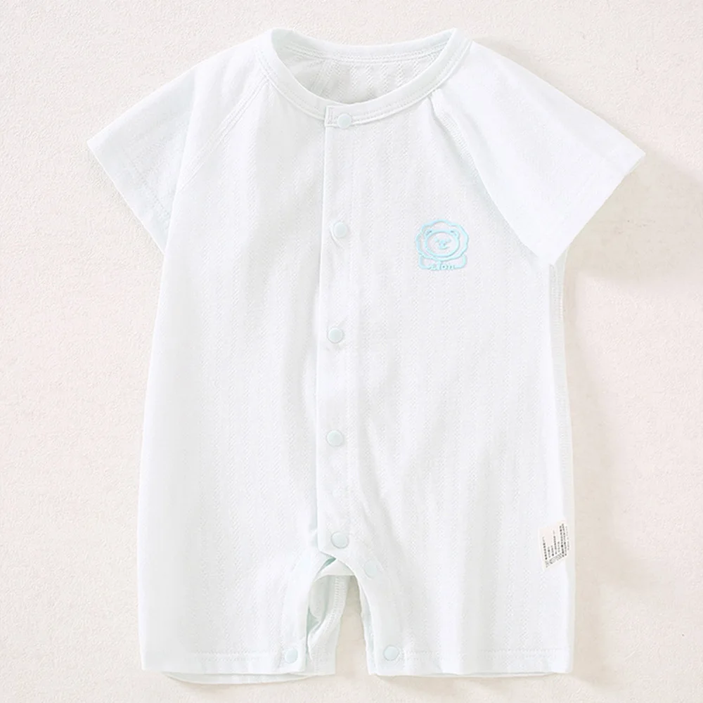 Baby Summer Romper Solid Color Thin Type Breathable 100% Cotton Newborn Clothes Unisex Baby Boy Girl Jumpsuit