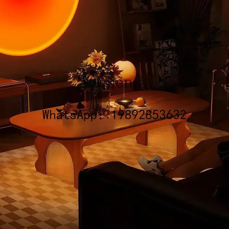 X4 Wave Coffee Table Living Room Small Apartment Can Store Tea Table Solid Wood Tea Table