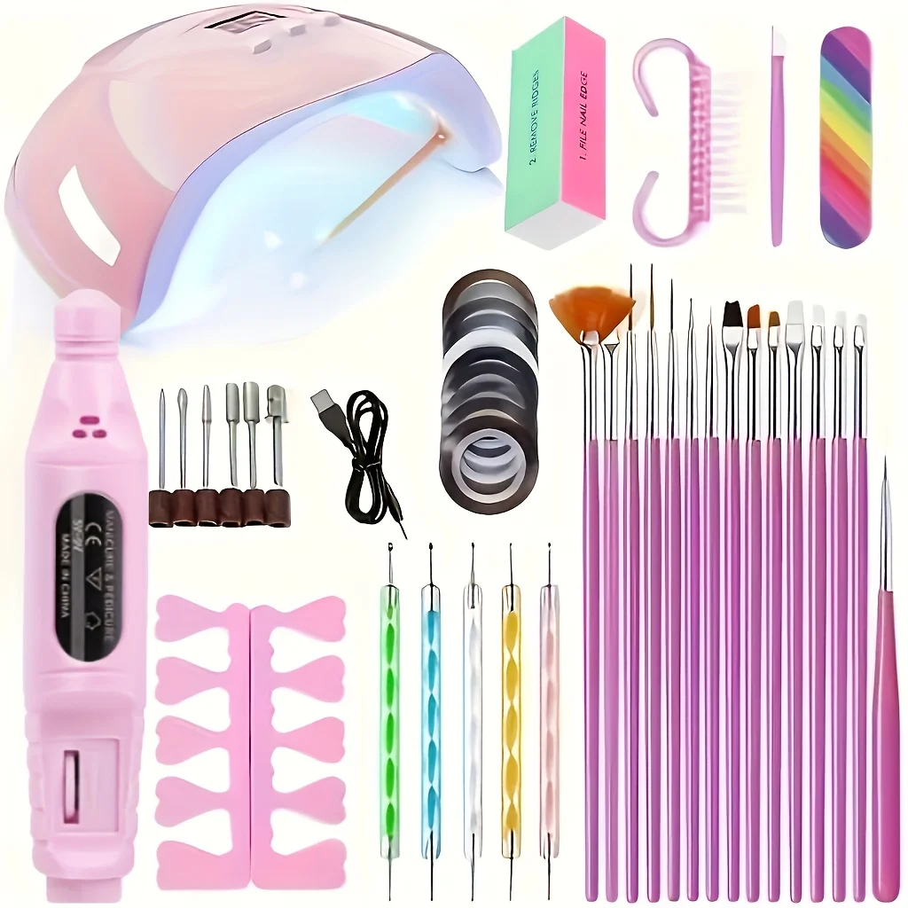 Nail Set Nail Extension Gel Nail Polish Set Acrylic Kit Polyethylene Nail Gel Set with UV LED Nail Lamp Gel Kit Nail Tool Set