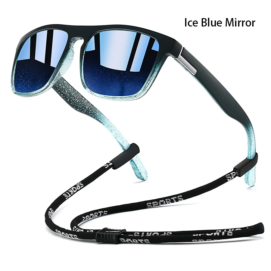 Sonnenbrille mit Kette für Männer und Frauen, klassisch quadratisch, zum Fahren, Angeln, farbenfroh, leicht, Outdoor-Schutzbrille – Detail 3