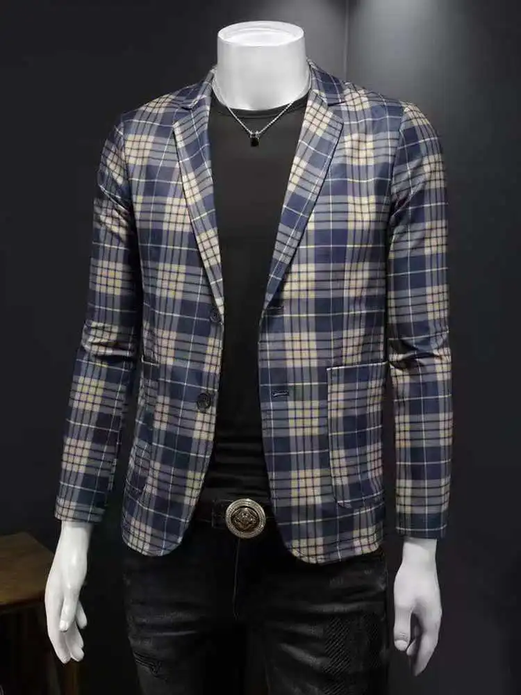 

Men's Faion Slim Fit Suit Jaet 2025 Autumn New Sle Lightweight Luxury Trendy Korean Version Haome Busin Casual irt