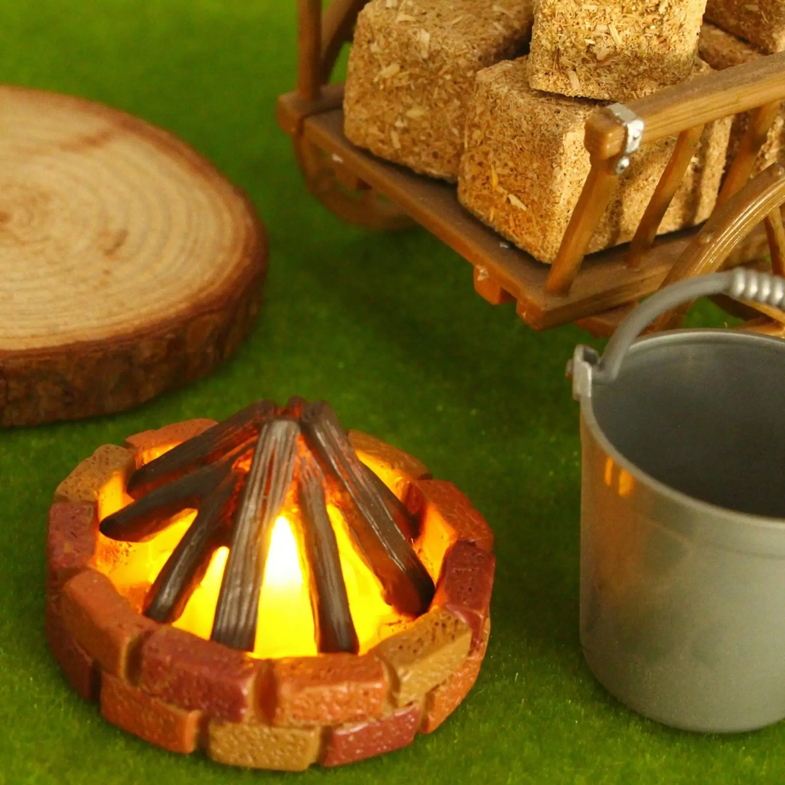 

Miniature Campfire for Dollhouse Ornament Pretend Toy with LED Dollhouse Decoration for Outdoor Scene Micro Landscape Decor Prop