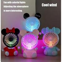 Usb Rechargeable Fan Mini Desktop Handheld Adjustable Cartoon Portable Electric Fan With Light Quiet Travel Outdoor Cooling Fans