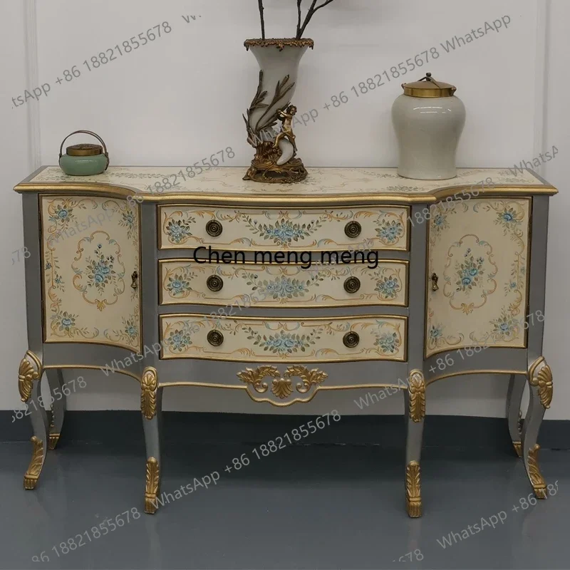 

European-style painted cabinet American living room entrance cabinet light luxury furniture solid wood decorative chest cabinet