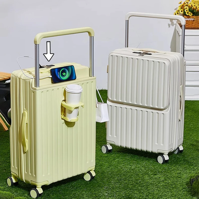 New Luggage Suitcase for Women's 20 inch Front Opening Cabin Lockbox is Durable Thickened and Wide Trolley suitcase