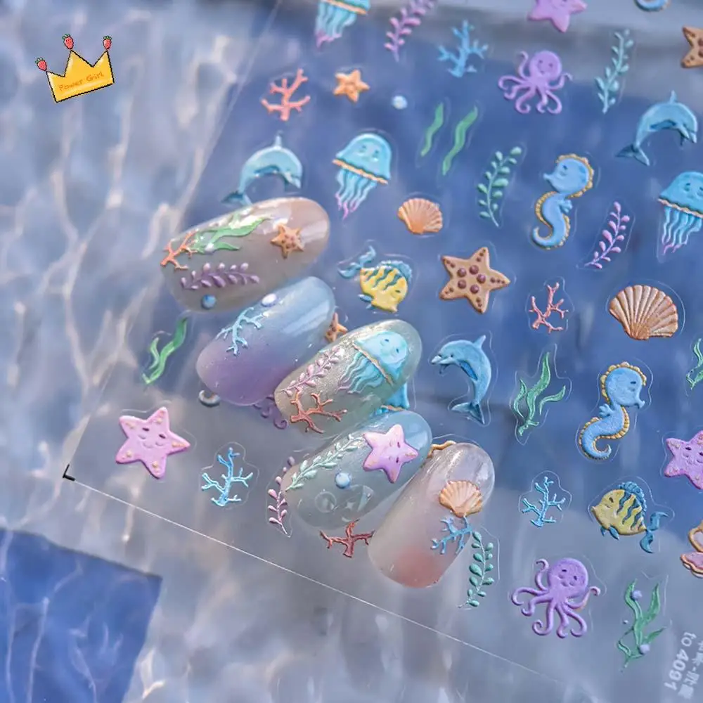 Conch Star Ocean Nail Stickers Shells Sea Jellyfish Ocean Nail Decals Nail Supplies Nail Accessories Ocean Nail Decorations