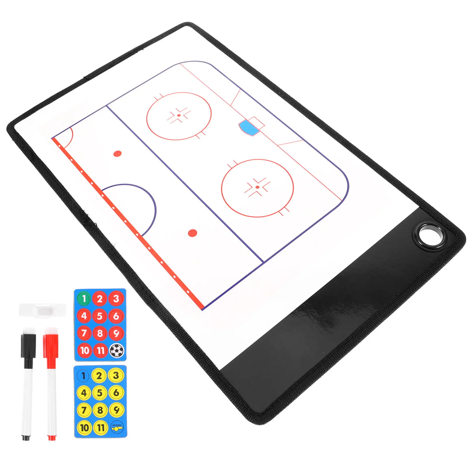 1Set Ice Hockey Puck Strategy Board Double Sided PVC Reusable Coaching Clipboard Training Match Competition Sports Supply