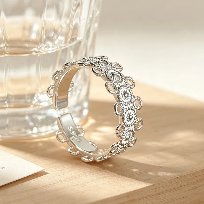 GANPUP Texturierte Runde Verstellbare Fingerringe für Frauen Kreativer Modischer Neuer Ring Schmuck Paargeschenk Party Urlaub Kольцо – Detail 5