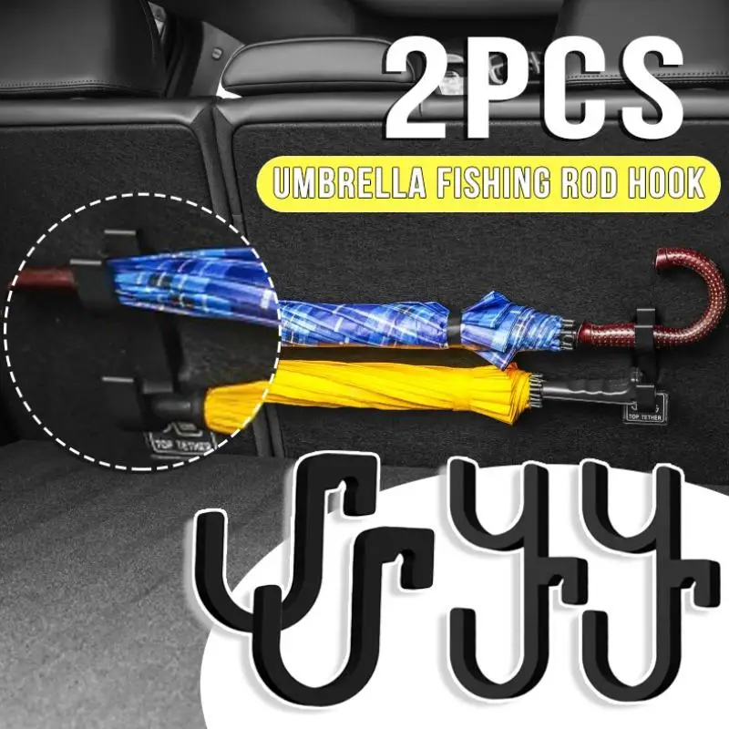 2cs Car Umbrella Hook Holder Trunk Fishing Rod Space Saving Design for Jackets Bags Vehicle Accessory Mount
