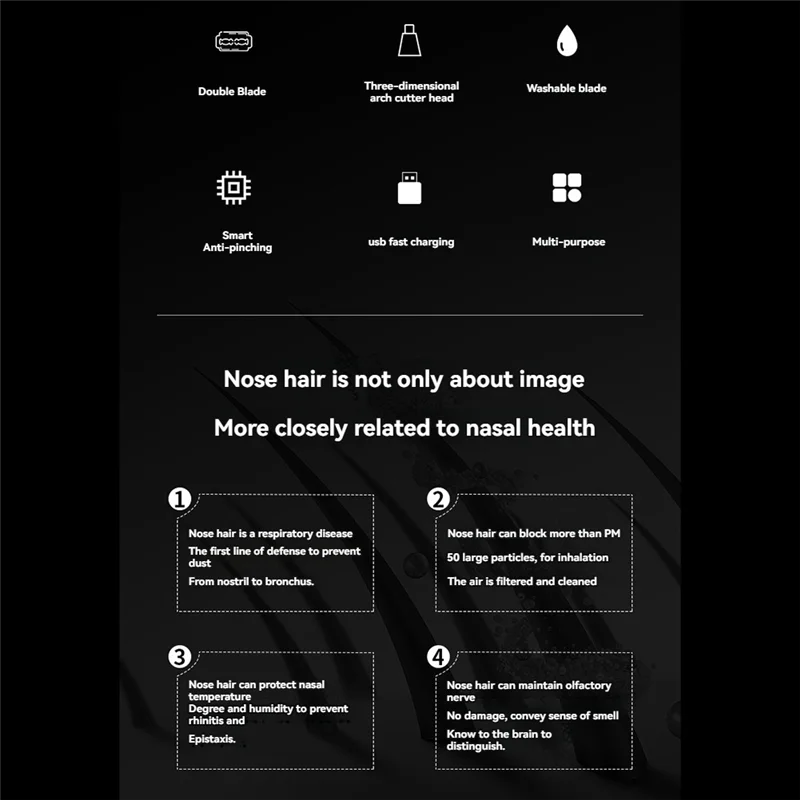 

A01V-Электрическая машинка для стрижки волос в носу, автоматический моющийся триммер, эффективный и безопасный, компактный дизайн для путешествий A