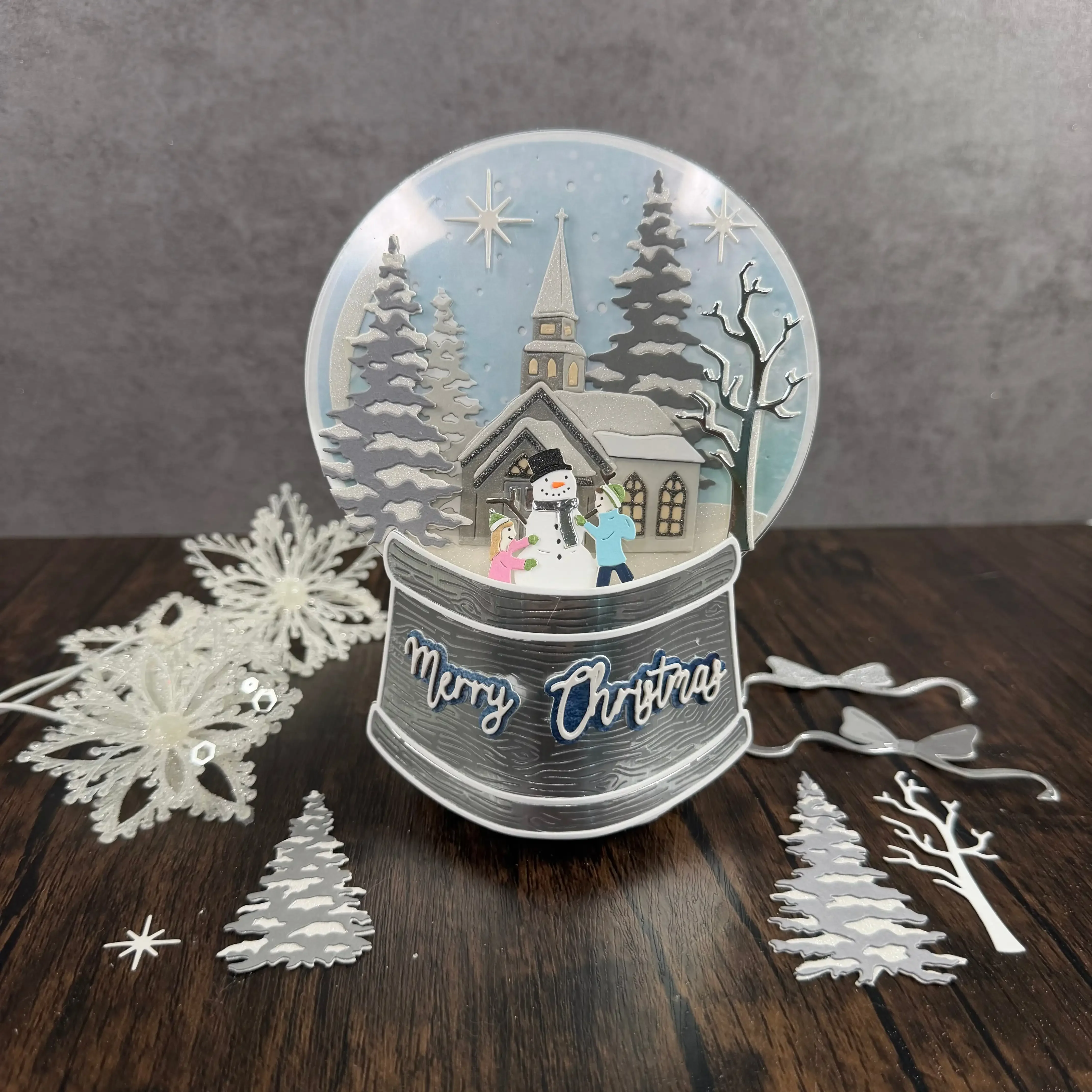 Large Circular Snow Globe 2026 Cutting Dies Scrapbook Diary Decoration Stencil Embossing Template DIY Greeting Card Handmade - view 4